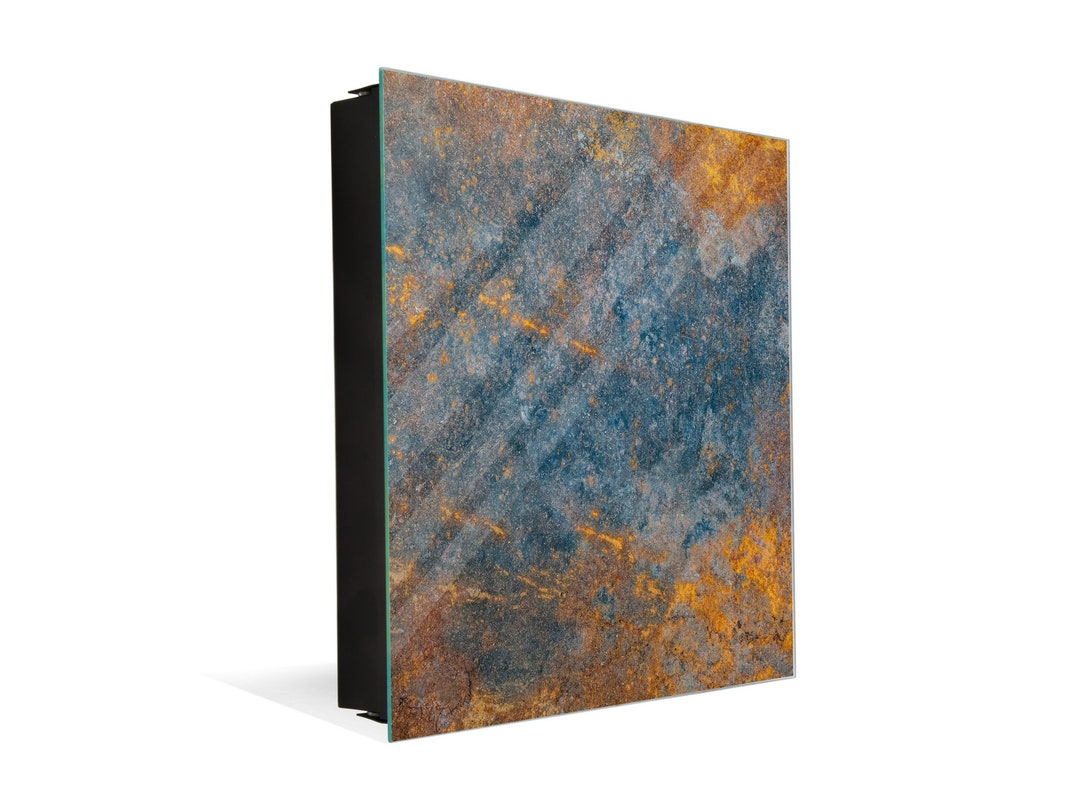 Rusted Texture Key Cabinet: Magnetic White Board, 50 Hooks - Etsy