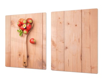 UNIQUE Tempered GLASS Kitchen Board – Strawberry heart