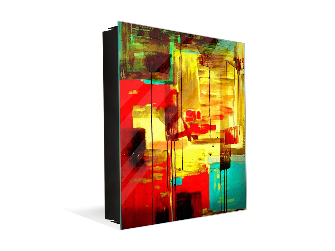 Decorative Key Cabinet Storage Box & Magnetic Board: Acrylic Painting ...