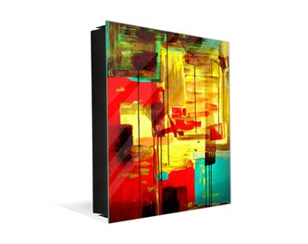 Decorative Key Cabinet Storage Box & Magnetic Board: Acrylic painting