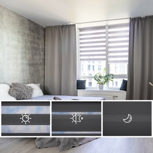 SMALL CUSTOMISED Day and Night Roller Blind - NO drilling -Roller Blinds for Windows and Doors - Width from 30cm to 99 cm (11.81&quot; to 38.98&quot;)