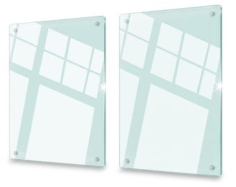 Transparent Glass Chopping Board Set, 2x 40x52cm Worktop Saver, Kitchen Counter Protector
