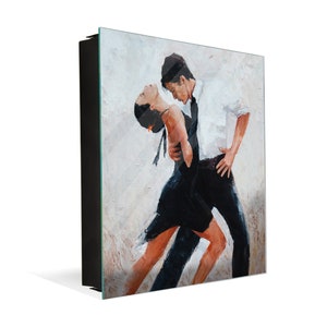 Decorative Key Box with Magnetic Glass Board Tango Dancers