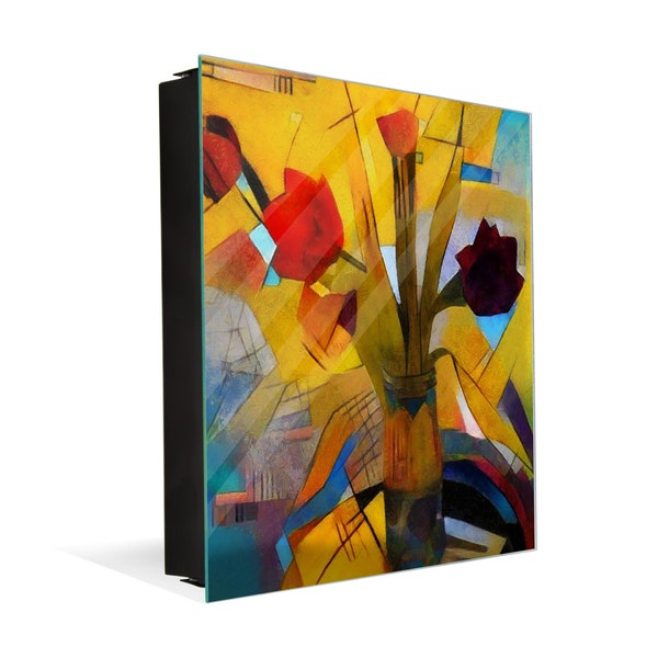 Boîte de rangement d’armoire à clés : les fleurs de Kandinsky