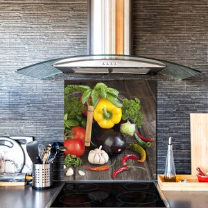 Splashback en verre trempé unique cuisine légumes herbes et épices Tout Tailles 