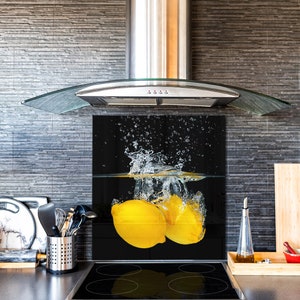 Dosseret élégant en verre trempé - Crédence de cuisine en verre - Dosseret en verre : Lemon In Water