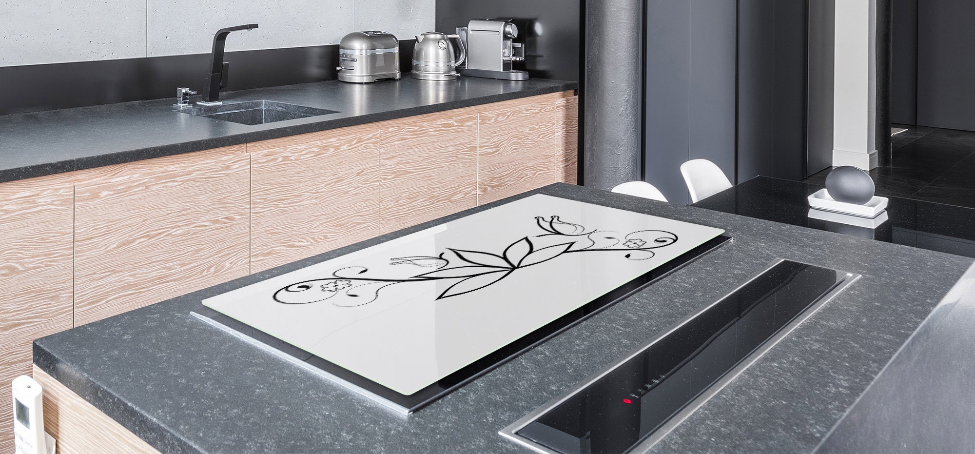 Induction Cooktop Cover Glass Pastry Board Fiore Di Loto Etsy