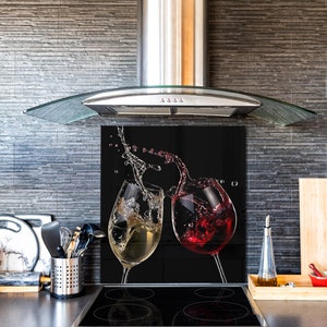 Unique Glass kitchen panel – Tempered Glass backsplash – Art design Glass Upstand: White Wine 1