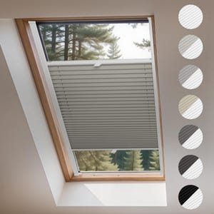 BLACKOUT Custom Skylight Pleated Blind - Made-to-Measure with Drilling - Available in 7 Fabric Colurs - Adjustable Up and Down Shades
