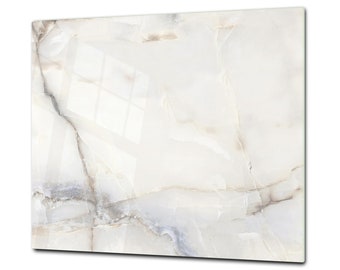TAGLIERE e Copri Piano Cottura - Vetro Antiurto e Antiurto D21 Marbles 2 Series: Design in marmo bianco