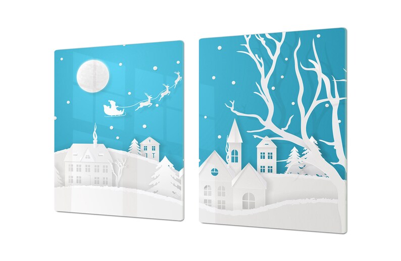 UNIQUE Tempered GLASS Kitchen Board - shops Winter view