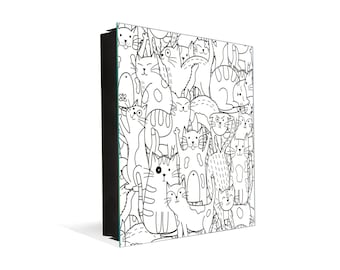 Armario para llaves con diseño de gatos y pizarra magnética blanca