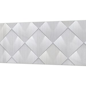 Wide-format glass kitchen panel with and w/o stainless steel metal back-coating Cities Series: Metal tiles