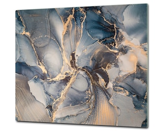 Tempered GLASS Cutting Board – Worktop saver and Pastry Board D23 Colourful abstractions Series: Fluid art painting