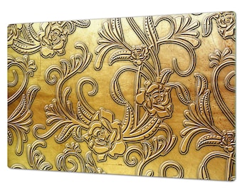 Induction Cooktop Cover – Glass Pastry Board DD40 Decorative Surfaces Series: Metal flowers