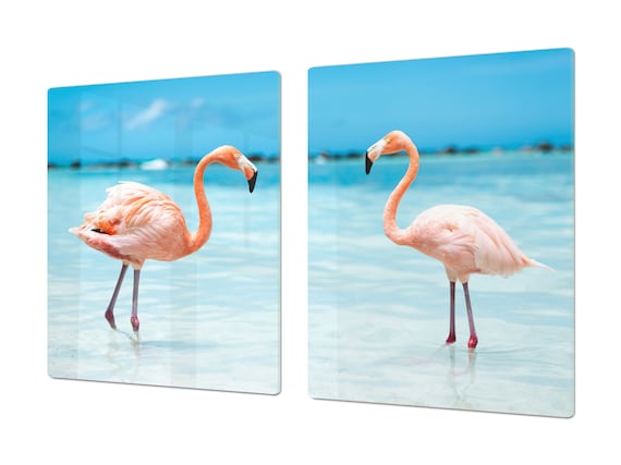 Gigantic KITCHEN BOARD & Induction Cooktop Cover Flamingos 
