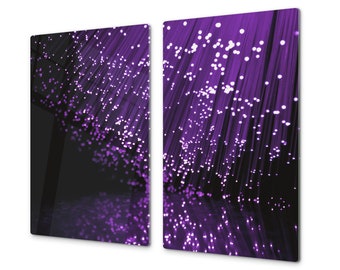 Tabla de cortar de vidrio GRANDE y cubierta para encimera con luces LED PÚRPURAS, diseño moderno
