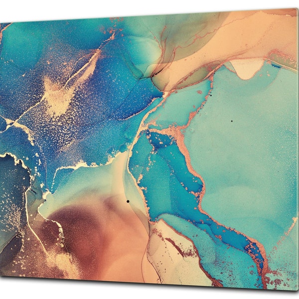 Tempered GLASS Cutting Board – Worktop saver and Pastry Board D23 Colourful abstractions Series: Modern fluid art