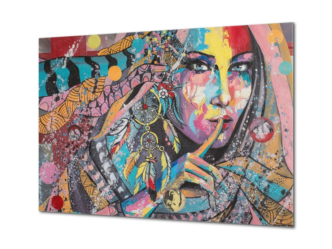 Glass Print Wall Art Image on Glass A Portrait of Woman Etsy UK