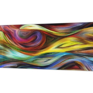 Wide format Wall panel with magnetic and non-magnetic metal sheet backing: Wavy forms modern art