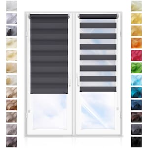 BIG Custom Day and Night Roller Blind - NO drilling -Roller Blinds for Windows and Doors - Width from 100cm to 150 cm (39.37&quot; to 59&quot;)