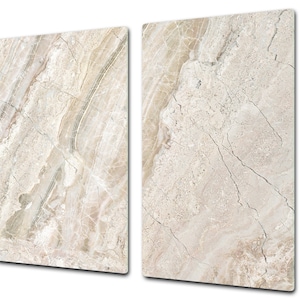Planche à découper - Couvercle de table de cuisson à induction - Planche à découper en verre Billes D22 série 2 : marbre brèche beige