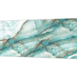 Wide format Wall panel with magnetic and non-magnetic metal sheet backing - Marbles 1 Series: Cold blue onyx