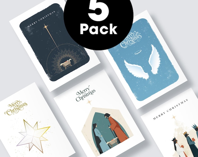 Featured listing image: Nativity Christmas Card Pack (5 different designs).