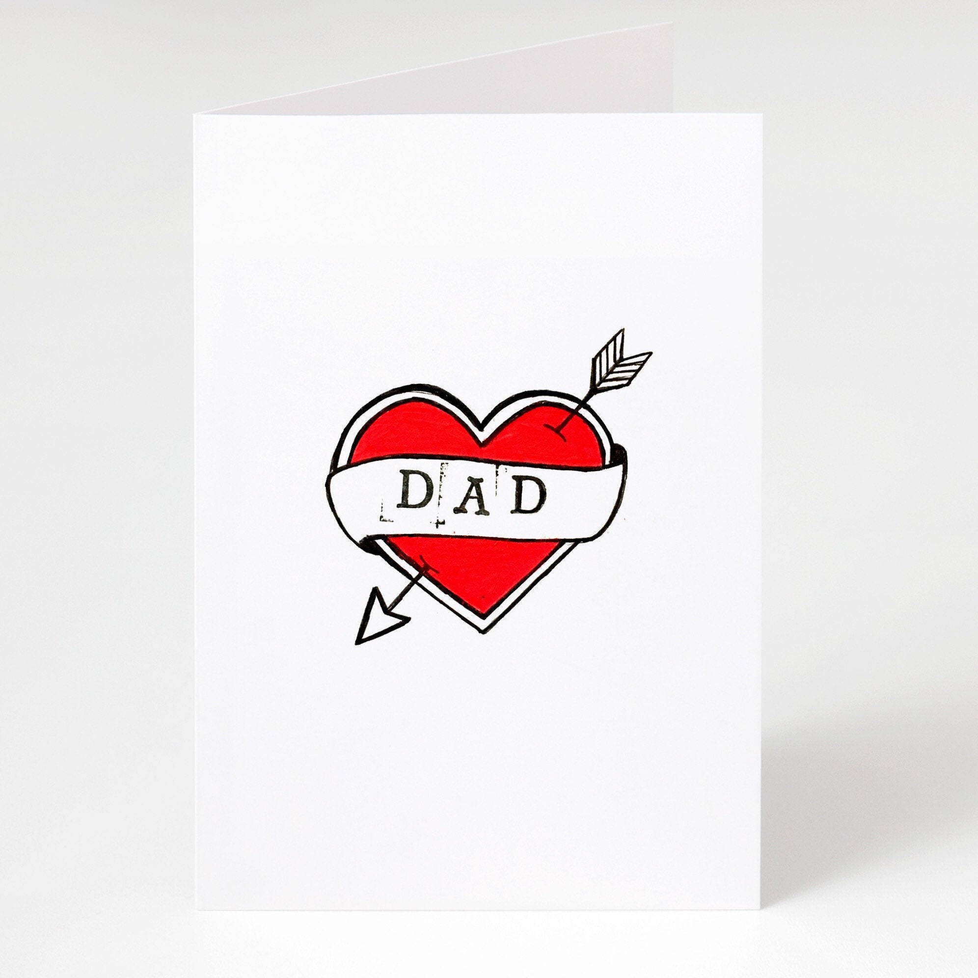Happy Father's Day Dad Tattoo | Birthday Card | Card for Dad | Retro Americana Style Tattoo Card | Dad Heart Tattoo Card