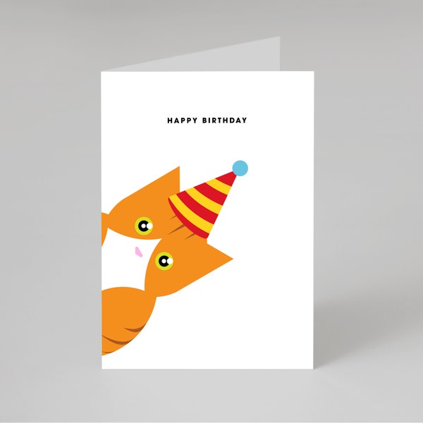 Happy Birthday Ginger Cat, Party Ninja | Funny Happy Birthday Card | Marmalade Cat Birthday Card | Card for a Cat Lover | Ninja Cat