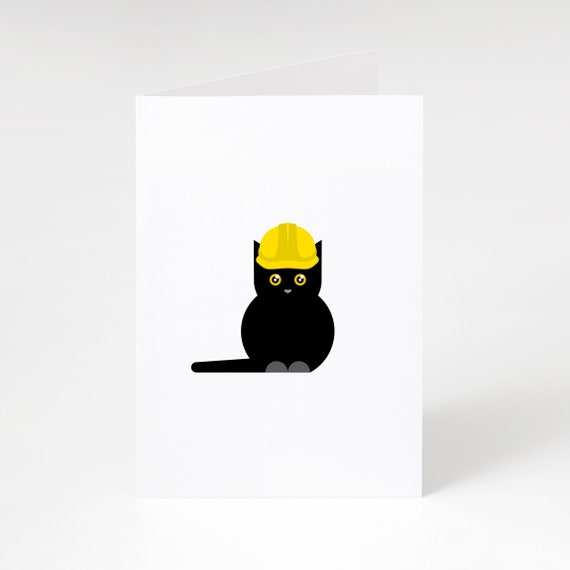 Black Cat Hard Hat Happy Fathers Day Happy Birthday Etsy