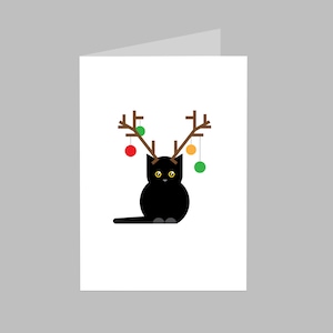 Reindeer Cat, Blank Christmas Card