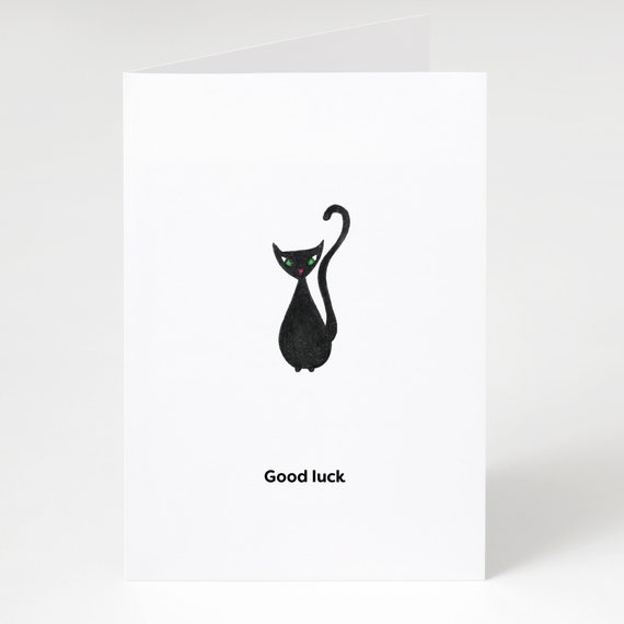 Black Cat Good Luck Card Good Luck Card Black Cat Card Etsy