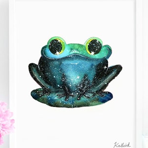 Galaxy Frog Art Print, INSTANT DOWNLOAD Art Printable, Frog Lover Digital File