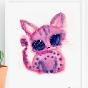 Alien Cat Art Print, INSTANT DOWNLOAD Art Printable, Cat Lover Decor