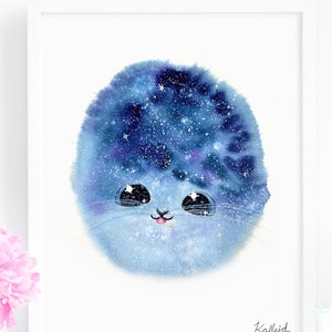 Cat Lover Gift, Galaxy Seal Art Print, INSTANT DOWNLOAD Art Printable, Animal Lover Gift Decor