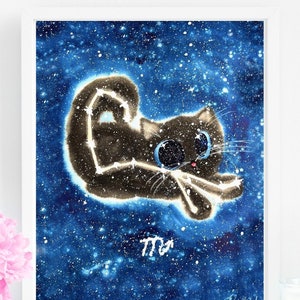 Cat Lover Gift, Zodiac Scorpio Cat Art Print, INSTANT DOWNLOAD Art Printable, Cat Lover Gift