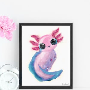 Axolotl Cat Art Print, INSTANT DOWNLOAD Art Printable, Axolotl Gift Decor