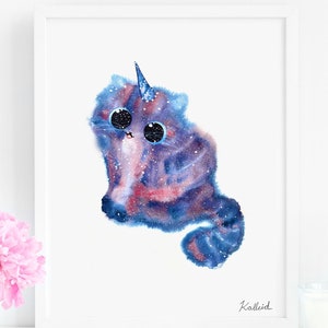 Cat Lover Gift, Unicorn Cat Art Print, Instant Download Art Printable, Cat Lover Gift Decor