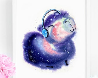 Cat Lover Gift, Capybara Galaxy Art Print, INSTANT DOWNLOAD Art Printable, Capybara Gift Funny Animal Decor