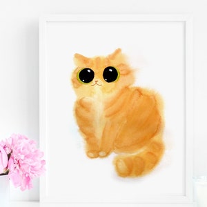 Orange Creamsicle Cat Art Print, Instant Download Cat Lover Art Printable!