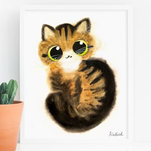 Kirky Brown Tabby Cat Art Print, INSTANT DOWNLOAD Art Printable, Cat Lover Gift Decor
