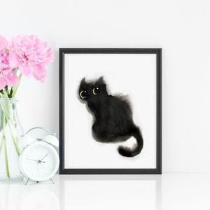 Cat Lover Gift, Black Kitty Art Printable, Instant Digital Download, Cat Lover Home Decor and Nursery Decor
