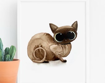 Sphynx Cat Art Print, Instant Download Art Printable, Cat Lover Illustration Home Decor