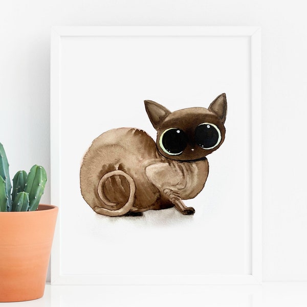 Sphynx Cat Art Print, Instant Download Art Printable, Cat Lover Illustration Home Decor