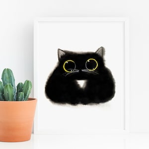 Tuxedo Loaf Art Print, Instant Download Art Printable, Cat Lover Home Decor Illustration
