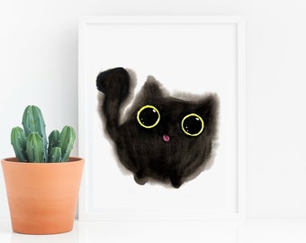 Cute Kitty Art Printable, Instant Download Wall Art, Home and Nursery Decor