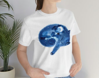 Moonrise Sleeping Cat Unisex Jersey Short Sleeve Tee