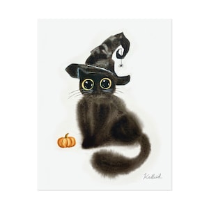 Impresión artística de gato en acuarela, retrato colorido de mascota, decoración de pared, regalo para amantes de los gatos, impresión física de gato brujo