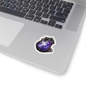 Space Void Galaxy Cat Kiss-Cut Sticker Kalleidoscape Design Watercolor Art Black and Purple